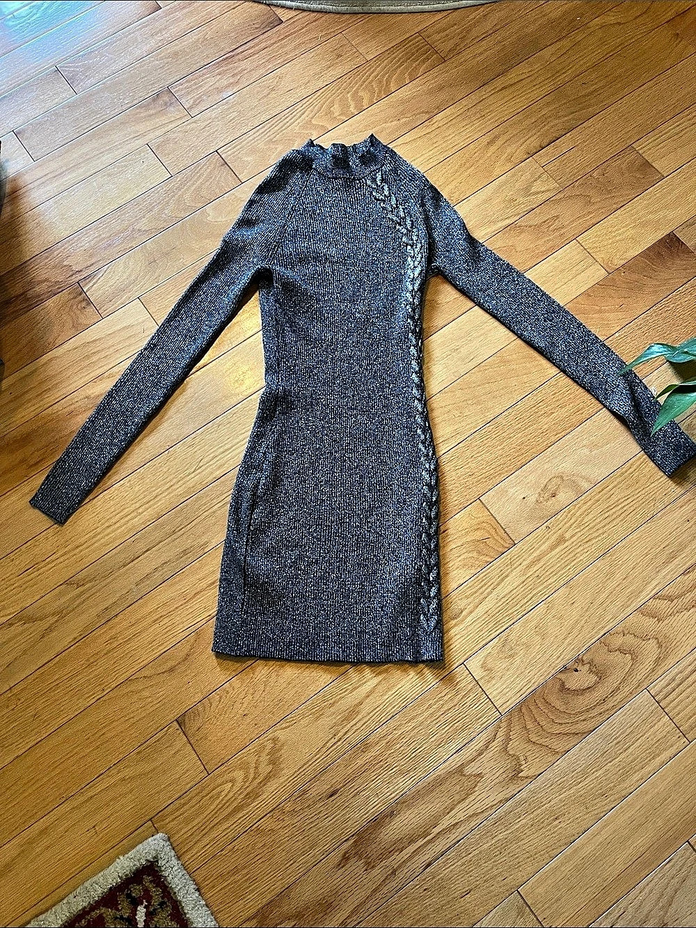 BCX Dress Metallic Knit Mini Size Medium Like New